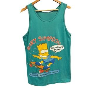 RETRO/VINTAGE Blue/Teal Bart Simpson, Simpsons 1990’s Tank Top, size Medium